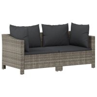 vidaXL 2-tlg. Garten-Lounge-Set mit Kissen Grau Poly Rattan