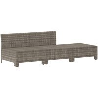 vidaXL 3-tlg. Garten-Lounge-Set mit Kissen Grau Poly Rattan