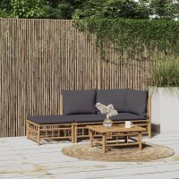 vidaXL 3-tlg. Garten-Lounge-Set mit Dunkelgrauen Kissen...