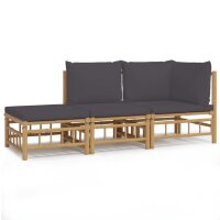 vidaXL 3-tlg. Garten-Lounge-Set mit Dunkelgrauen Kissen...