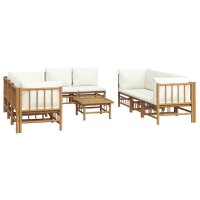 vidaXL 9-tlg. Garten-Lounge-Set mit Cremewei&szlig;en Kissen Bambus