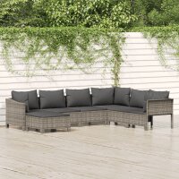 vidaXL 7-tlg. Garten-Lounge-Set mit Kissen Grau Poly Rattan