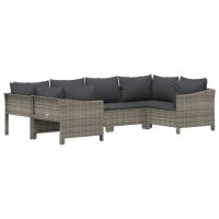 vidaXL 6-tlg. Garten-Lounge-Set mit Kissen Grau Poly Rattan