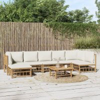 vidaXL 8-tlg. Garten-Lounge-Set mit Cremewei&szlig;en Kissen Bambus