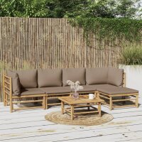 vidaXL 6-tlg. Garten-Lounge-Set mit Kissen Taupe Bambus