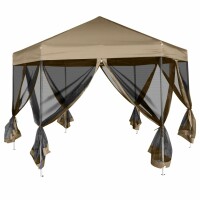 vidaXL Faltpavillon mit Seitenw&auml;nden Sechseckig 3,6x3,1m Taupe 220g/m&sup2;