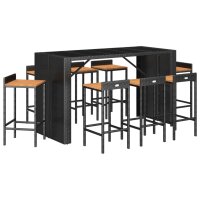 vidaXL 9-tlg. Gartenbar-Set Schwarz Poly Rattan &amp; Massivholz Akazie