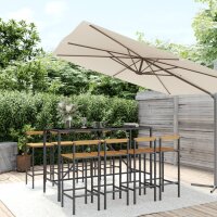 vidaXL 9-tlg. Gartenbar-Set Schwarz Poly Rattan &amp; Massivholz Akazie