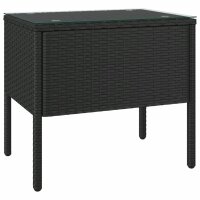 vidaXL Beistelltisch Schwarz 53x37x48 cm Poly Rattan und...