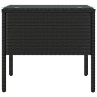 vidaXL Beistelltisch Schwarz 53x37x48 cm Poly Rattan und Hartglas