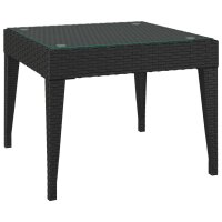 vidaXL Beistelltisch Schwarz 50x50x38 cm Poly Rattan und Hartglas