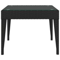 vidaXL Beistelltisch Schwarz 50x50x38 cm Poly Rattan und Hartglas