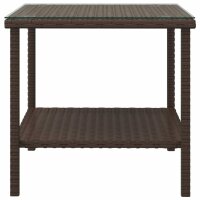 vidaXL Beistelltisch Braun 45x45x45 cm Poly Rattan und Hartglas