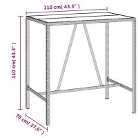 vidaXL 7-tlg. Gartenbar-Set mit Kissen Grau Poly Rattan