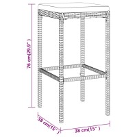 vidaXL 7-tlg. Gartenbar-Set mit Kissen Grau Poly Rattan