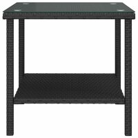 vidaXL Beistelltisch Schwarz 45x45x45 cm Poly Rattan und Hartglas