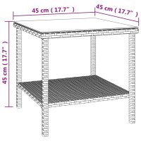 vidaXL Beistelltisch Schwarz 45x45x45 cm Poly Rattan und Hartglas