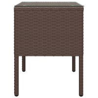 vidaXL Beistelltisch Braun 53x37x48 cm Poly Rattan und Hartglas