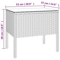 vidaXL Beistelltisch Braun 53x37x48 cm Poly Rattan und Hartglas