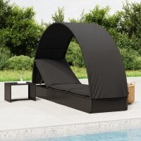 vidaXL Sonnenliege mit Runddach Schwarz 211x57x140 cm...