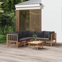 vidaXL 6-tlg. Garten-Lounge-Set mit Dunkelgrauen Kissen...