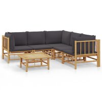 vidaXL 6-tlg. Garten-Lounge-Set mit Dunkelgrauen Kissen...