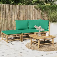 vidaXL 3-tlg. Garten-Lounge-Set mit Grünen Kissen...