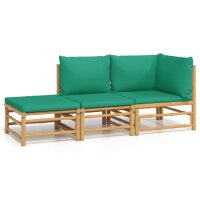 vidaXL 3-tlg. Garten-Lounge-Set mit Gr&uuml;nen Kissen Bambus