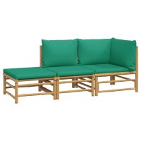 vidaXL 3-tlg. Garten-Lounge-Set mit Gr&uuml;nen Kissen Bambus