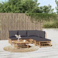 vidaXL 6-tlg. Garten-Lounge-Set mit Dunkelgrauen Kissen...