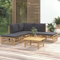 vidaXL 6-tlg. Garten-Lounge-Set mit Dunkelgrauen Kissen...