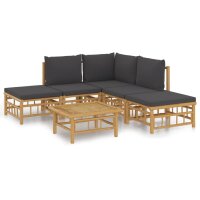 vidaXL 6-tlg. Garten-Lounge-Set mit Dunkelgrauen Kissen...