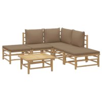 vidaXL 6-tlg. Garten-Lounge-Set mit Kissen Taupe Bambus