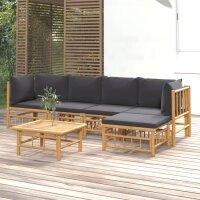 vidaXL 6-tlg. Garten-Lounge-Set mit Dunkelgrauen Kissen...