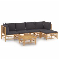 vidaXL 6-tlg. Garten-Lounge-Set mit Dunkelgrauen Kissen...