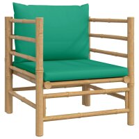 vidaXL 7-tlg. Garten-Lounge-Set mit Gr&uuml;nen Kissen Bambus