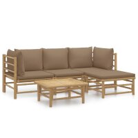 vidaXL 5-tlg. Garten-Lounge-Set mit Kissen Taupe Bambus