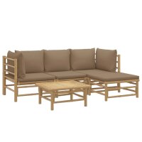 vidaXL 5-tlg. Garten-Lounge-Set mit Kissen Taupe Bambus