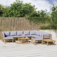 vidaXL 12-tlg. Garten-Lounge-Set mit Hellgrauen Kissen...