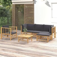 vidaXL 6-tlg. Garten-Lounge-Set mit Dunkelgrauen Kissen...