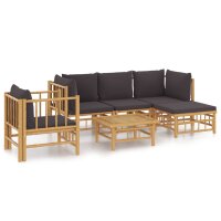 vidaXL 6-tlg. Garten-Lounge-Set mit Dunkelgrauen Kissen...