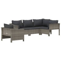 vidaXL 5-tlg. Garten-Lounge-Set mit Kissen Grau Poly Rattan