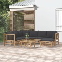 vidaXL 8-tlg. Garten-Lounge-Set mit Dunkelgrauen Kissen Bambus