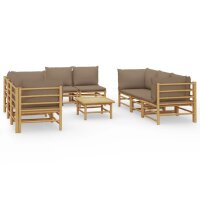 vidaXL 9-tlg. Garten-Lounge-Set mit Kissen Taupe Bambus