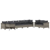 vidaXL 8-tlg. Garten-Lounge-Set mit Kissen Grau Poly Rattan