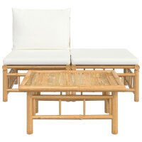 vidaXL 3-tlg. Garten-Lounge-Set mit Kissen Creme Bambus