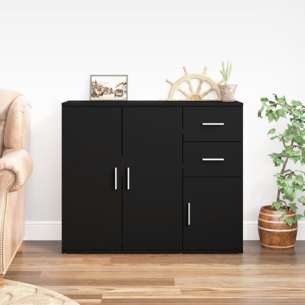 vidaXL Sideboard Schwarz 91x29,5x75 cm Holzwerkstoff