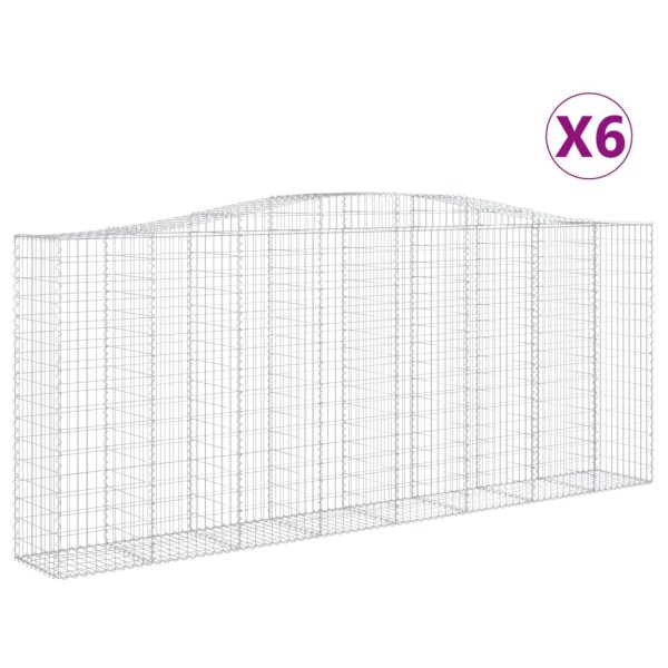 vidaXL Gabionen mit Hochbogen 6 Stk. 400x50x160/180cm Verzinktes Eisen