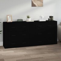 vidaXL Sideboards 2 Stk. Schwarz Holzwerkstoff