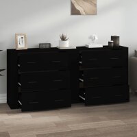 vidaXL Sideboards 2 Stk. Schwarz Holzwerkstoff